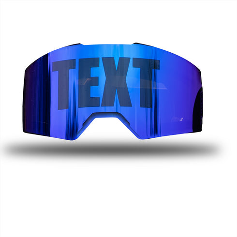 blaues Glas mit Text