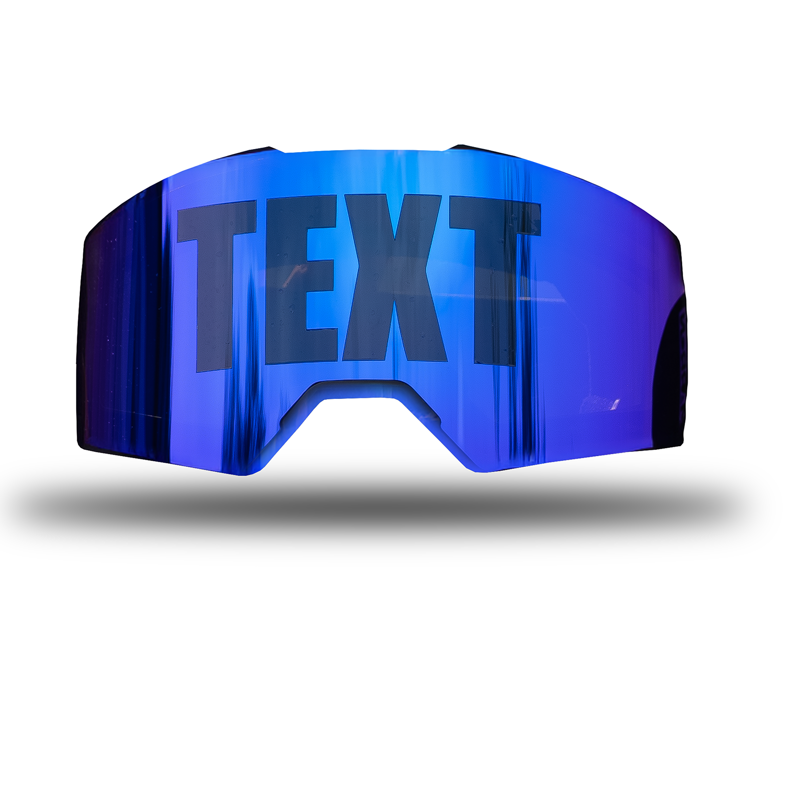 blaues Glas mit Text